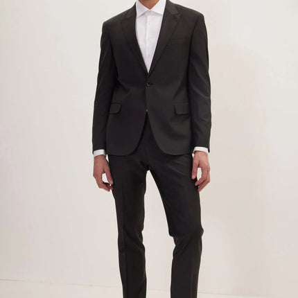 Men's Italian Super 120s Merino Wool Single-Breasted Suit - Jet Black | Ron Tomson