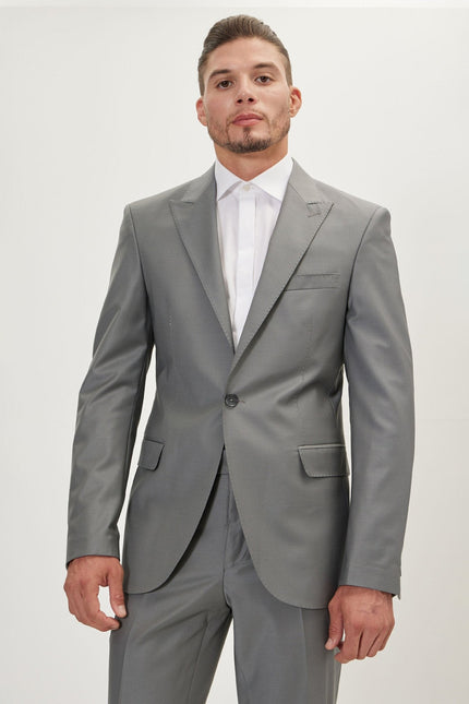 Men's Italian Super 120s Merino Wool Single-Breasted Suit - Dark Grey | Ron Tomson