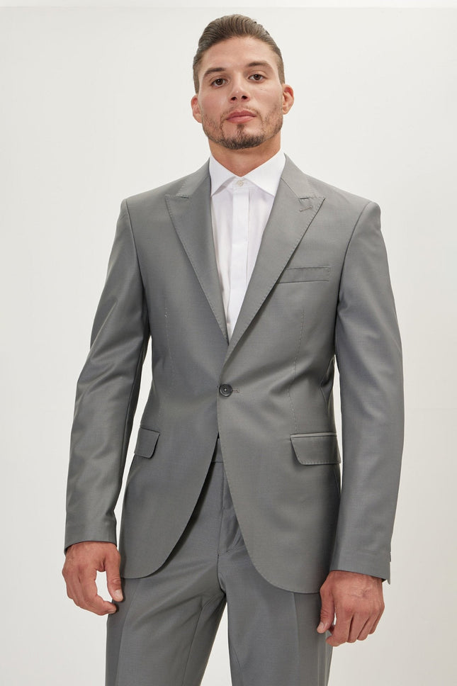 Men's Italian Super 120s Merino Wool Single-Breasted Suit - Dark Grey | Ron Tomson