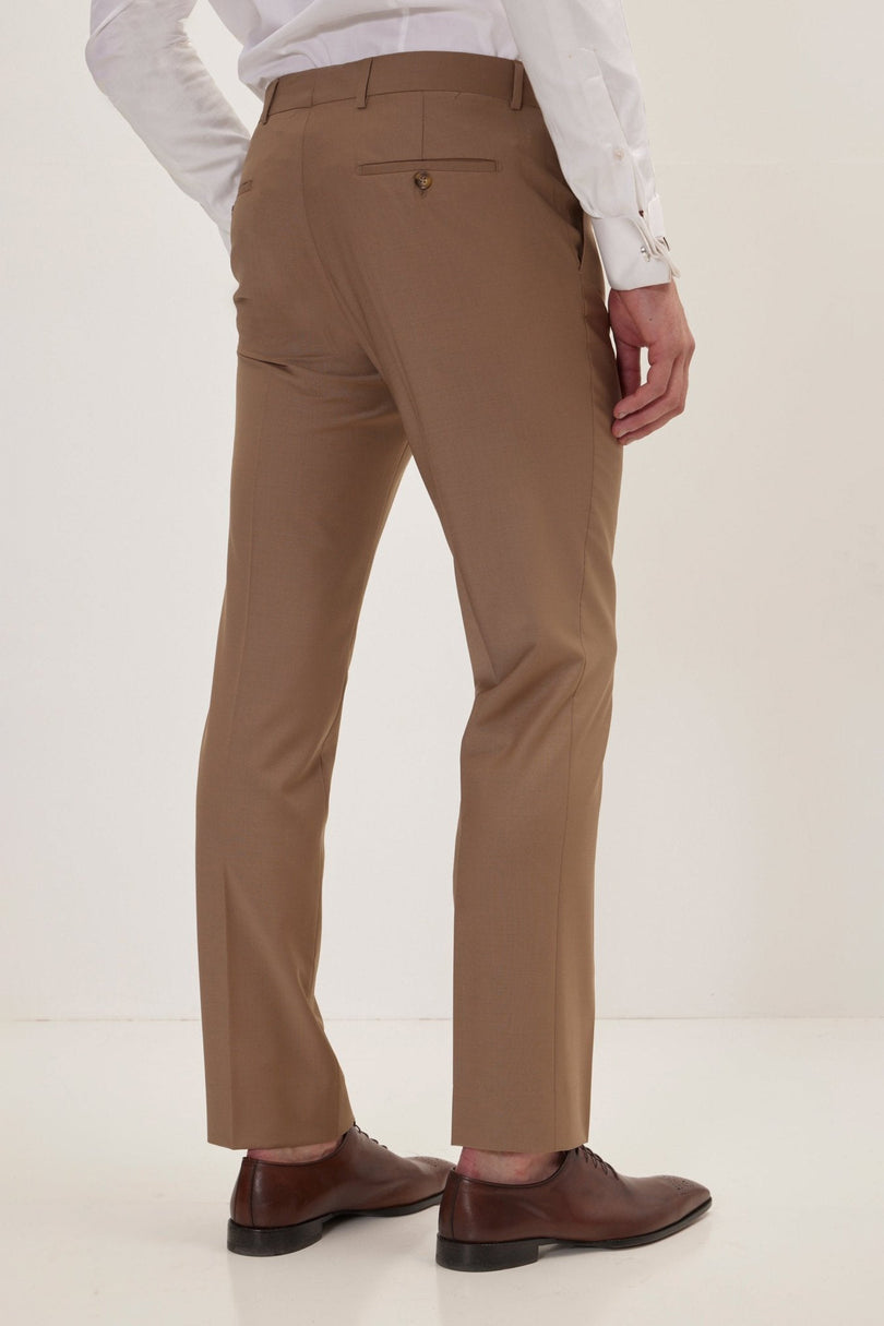 Men's Italian Super 120s Merino Wool Single-Breasted Suit - Khaki | Ron Tomson