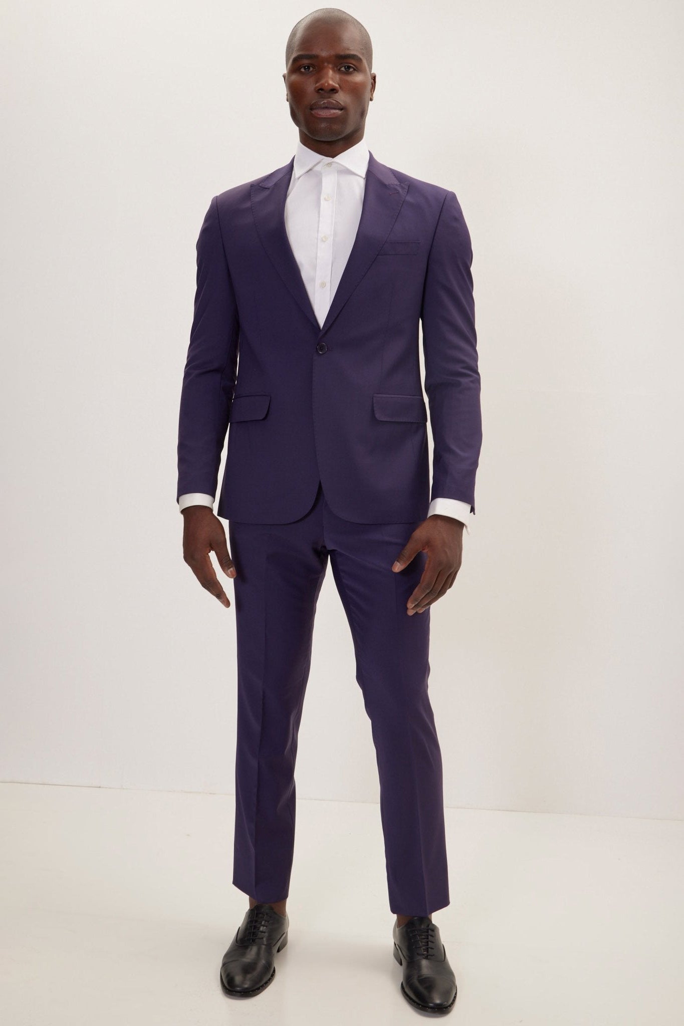 Men's Super 120s Merino Wool Single-Breasted Suit - Aubergine