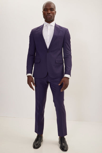 Men's Italian Super 120s Merino Wool Single-Breasted Suit - Aubergine Purple | Ron Tomson