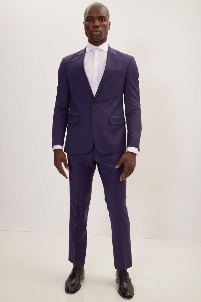 Men's Italian Super 120s Merino Wool Single-Breasted Suit - Aubergine Purple | Ron Tomson