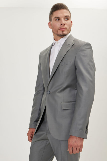 Men's Italian Super 120s Merino Wool Single-Breasted Suit - Dark Grey | Ron Tomson
