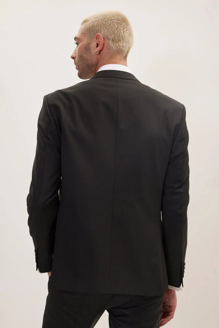 Men's Italian Super 120s Merino Wool Single-Breasted Suit - Jet Black | Ron Tomson