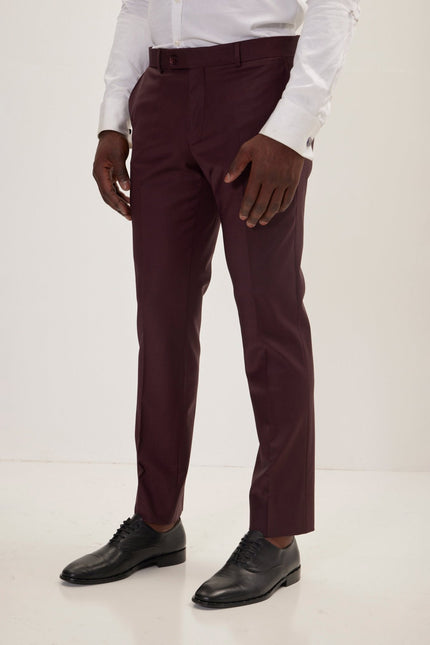 Men's Italian Super 120s Merino Wool Single-Breasted Suit - Burgundy | Ron Tomson