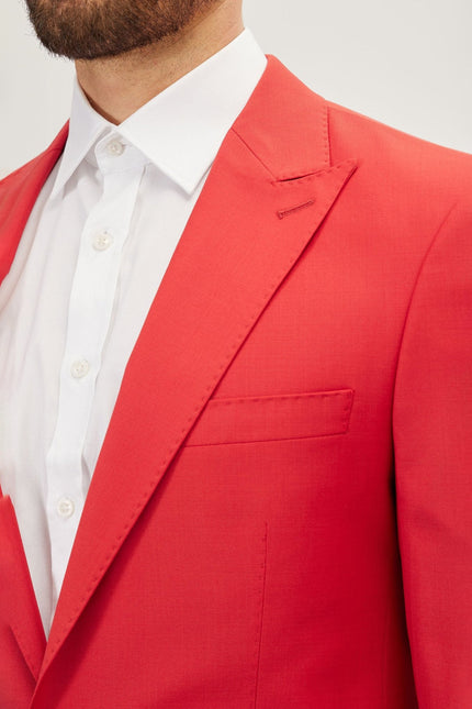 Men's Italian Super 120s Merino Wool Single-Breasted Suit - Blood Orange | Ron Tomson