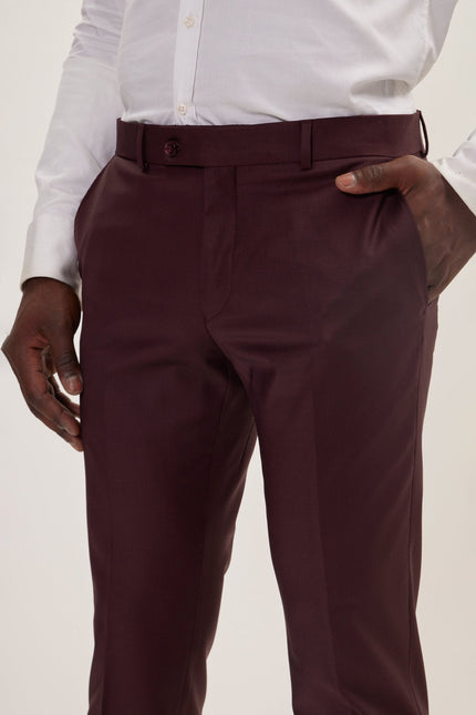 Men's Italian Super 120s Merino Wool Single-Breasted Suit - Burgundy | Ron Tomson