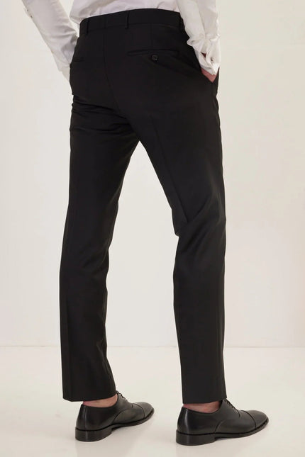 Men's Italian Super 120s Merino Wool Single-Breasted Suit - Jet Black | Ron Tomson