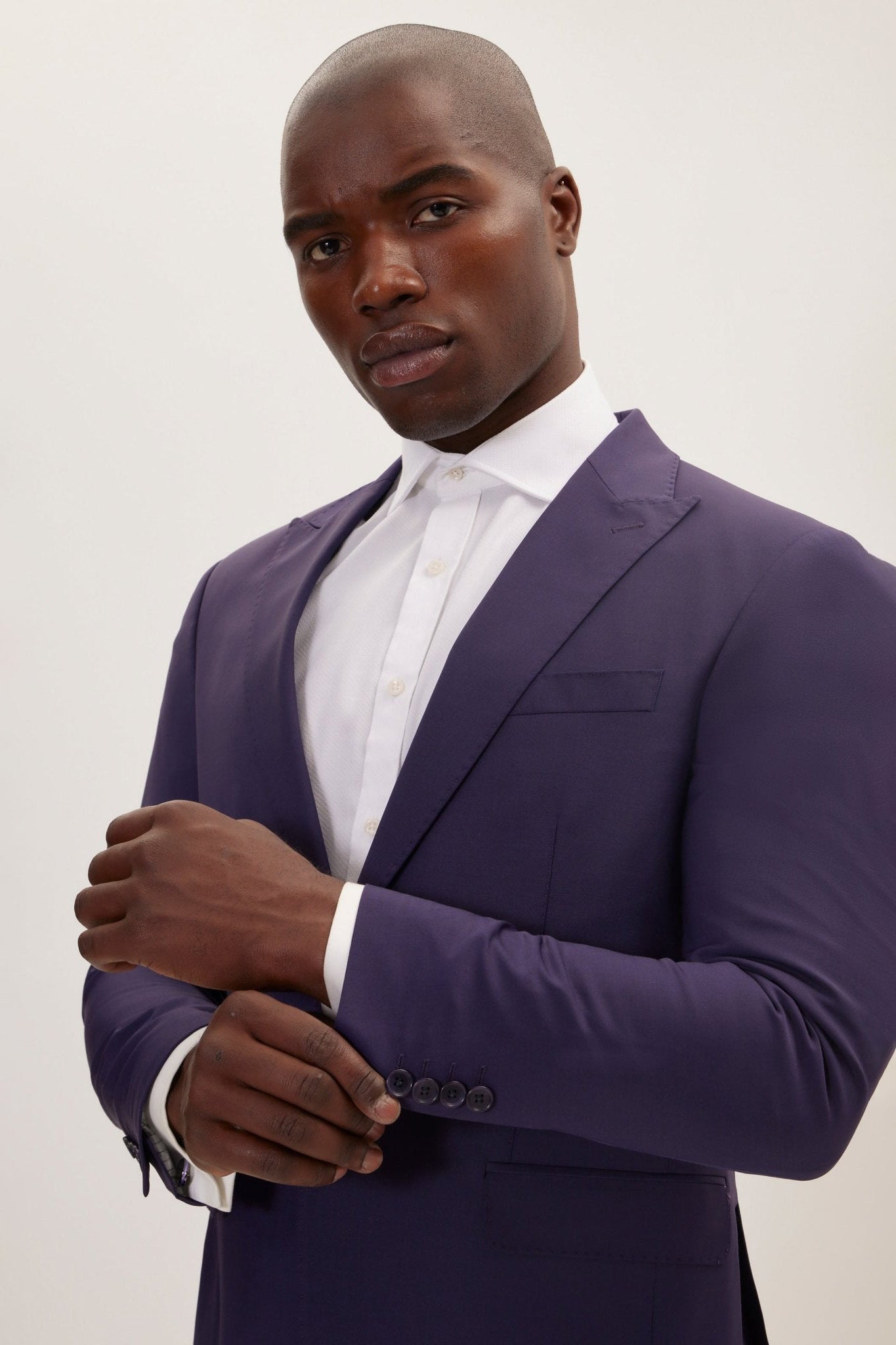 Men's Super 120s Merino Wool Single-Breasted Suit - Aubergine