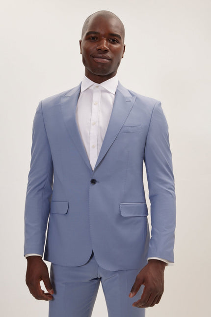 Men's Italian Super 120s Merino Wool Single-Breasted Suit - Monument Grey Ish Blue | Ron Tomson