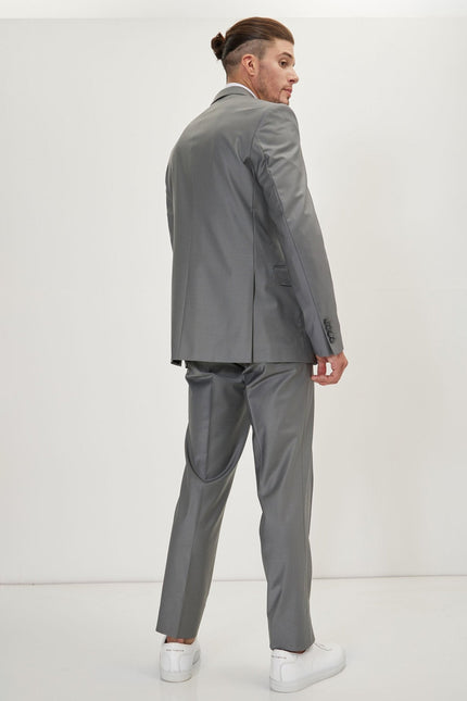 Men's Italian Super 120s Merino Wool Single-Breasted Suit - Dark Grey | Ron Tomson