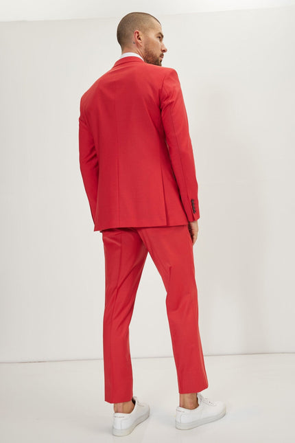 Men's Italian Super 120s Merino Wool Single-Breasted Suit - Blood Orange | Ron Tomson