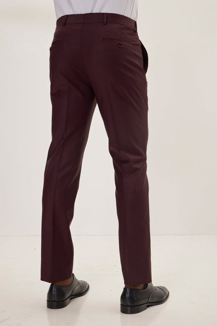 Men's Italian Super 120s Merino Wool Single-Breasted Suit - Burgundy | Ron Tomson