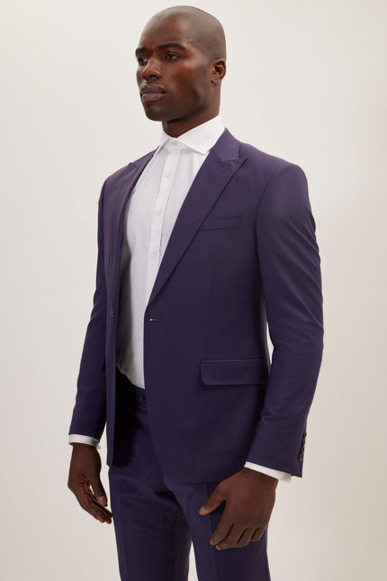 Men's Italian Super 120s Merino Wool Single-Breasted Suit - Aubergine Purple | Ron Tomson