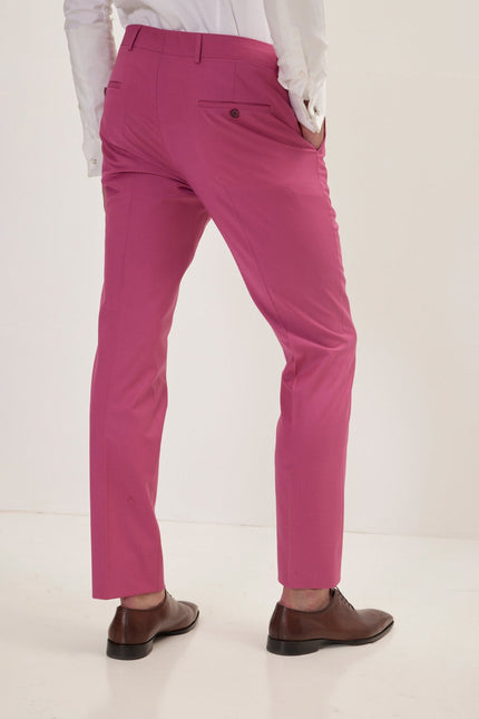Men's Italian Super 120s Merino Wool Single-Breasted Suit - Raspberry Pinkish Red | Ron Tomson