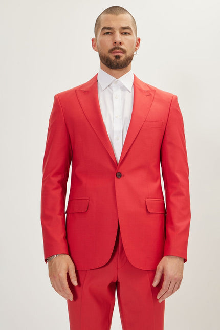 Men's Italian Super 120s Merino Wool Single-Breasted Suit - Blood Orange | Ron Tomson