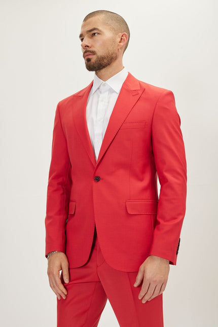 Men's Italian Super 120s Merino Wool Single-Breasted Suit - Blood Orange | Ron Tomson