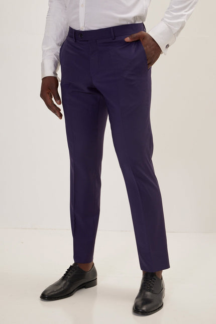 Men's Italian Super 120s Merino Wool Single-Breasted Suit - Aubergine Purple | Ron Tomson