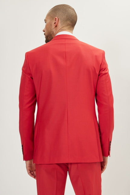 Men's Italian Super 120s Merino Wool Single-Breasted Suit - Blood Orange | Ron Tomson