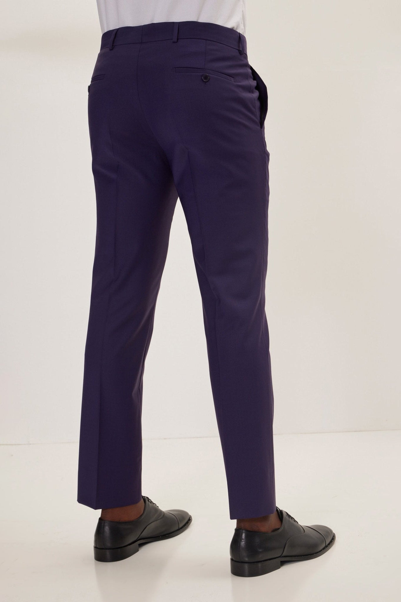 Men's Super 120s Merino Wool Single-Breasted Suit - Aubergine
