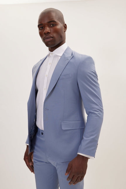 Men's Italian Super 120s Merino Wool Single-Breasted Suit - Monument Grey Ish Blue | Ron Tomson