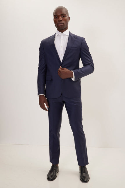 Men's Italian Super 120s Merino Wool Single-Breasted Suit - Parliament Blue | Ron Tomson