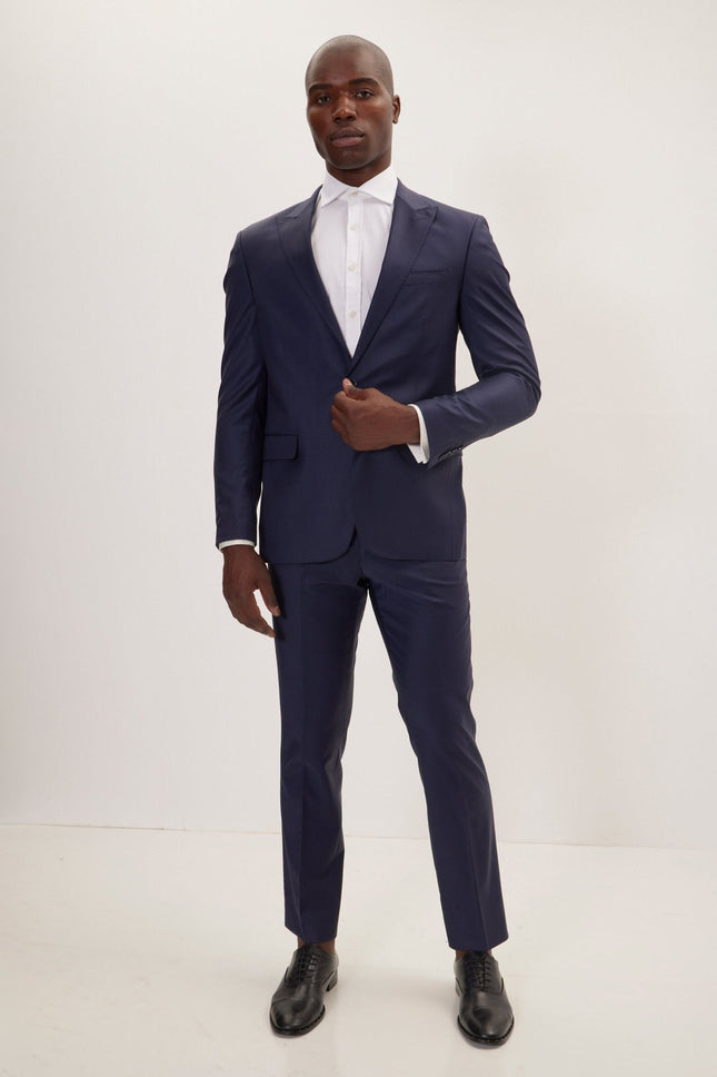 Men's Italian Super 120s Merino Wool Single-Breasted Suit - Parliament Blue | Ron Tomson