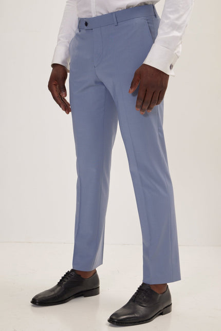 Men's Italian Super 120s Merino Wool Single-Breasted Suit - Monument Grey Ish Blue | Ron Tomson