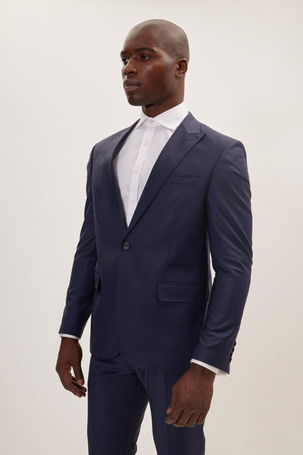 Men's Italian Super 120s Merino Wool Single-Breasted Suit - Parliament Blue | Ron Tomson