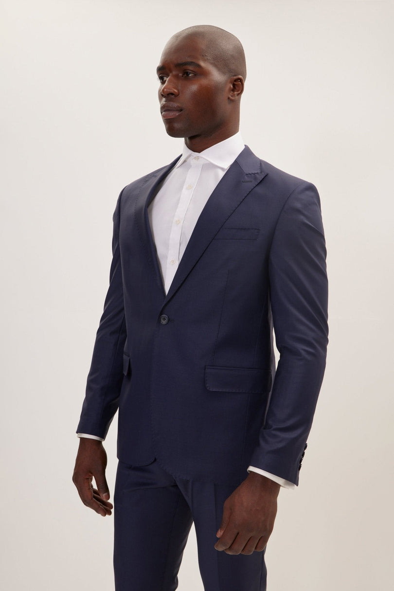 Men's Italian Super 120s Merino Wool Single-Breasted Suit - Parliament Blue | Ron Tomson