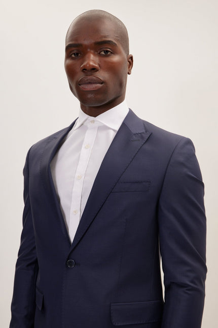 Men's Italian Super 120s Merino Wool Single-Breasted Suit - Parliament Blue | Ron Tomson