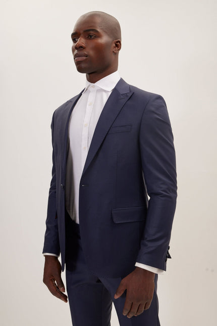 Men's Italian Super 120s Merino Wool Single-Breasted Suit - Parliament Blue | Ron Tomson