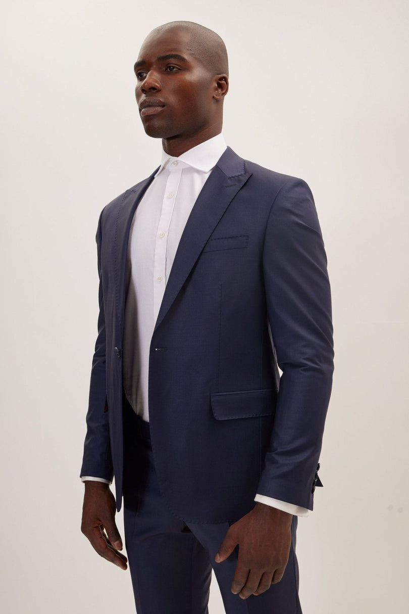 Men's Italian Super 120s Merino Wool Single-Breasted Suit - Parliament Blue | Ron Tomson