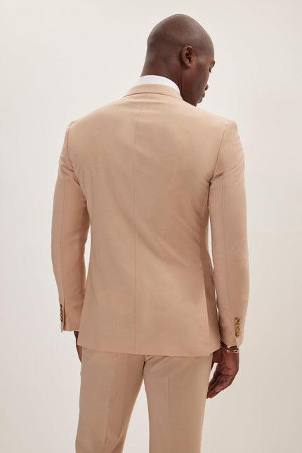 Men's Italian Super 120s Merino Wool Single-Breasted Suit - Tan | Ron Tomson