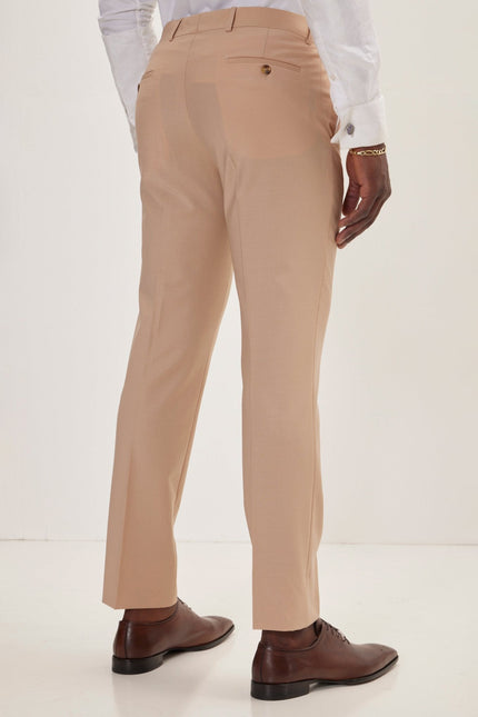 Men's Italian Super 120s Merino Wool Single-Breasted Suit - Tan | Ron Tomson