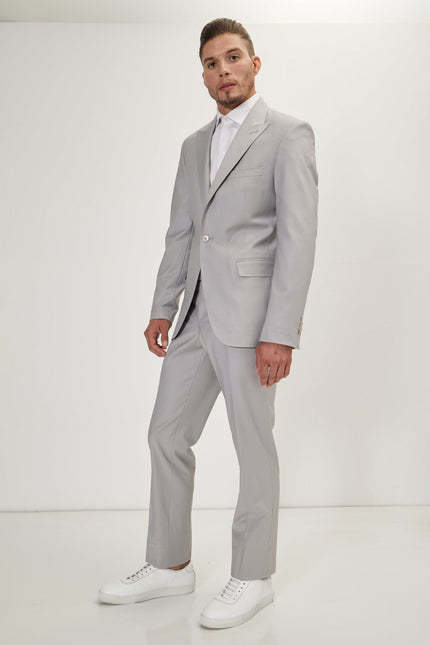Men's Italian Super 120s Merino Wool Single-Breasted Suit - Smoke Grey | Ron Tomson
