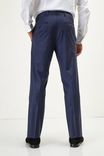 Men's Italian Super 120s Merino Wool Double-Breasted Suit - Navy | Ron Tomson