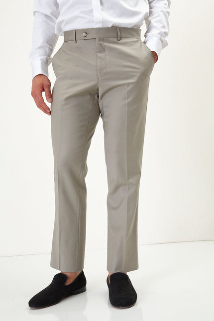 Men's Italian Super 120s Merino Wool Double-Breasted Suit - Fennel Seed Green | Ron Tomson