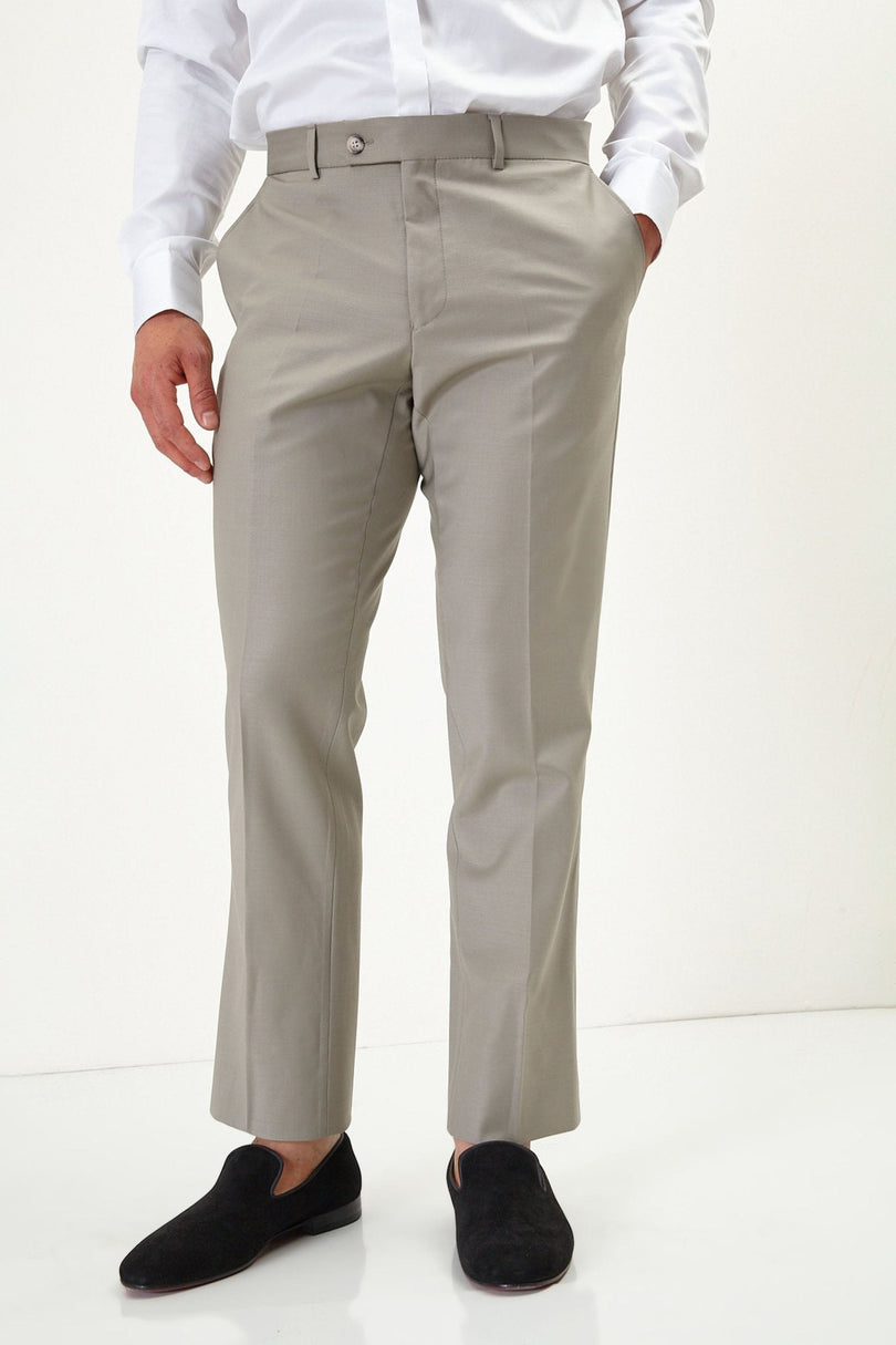 Men's Italian Super 120s Merino Wool Double-Breasted Suit - Fennel Seed Green | Ron Tomson