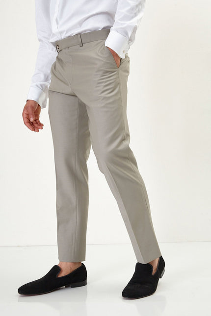 Men's Italian Super 120s Merino Wool Double-Breasted Suit - Fennel Seed Green | Ron Tomson