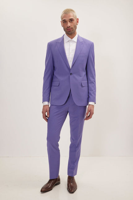 Men's Italian Super 120s Merino Wool Single-Breasted Suit - Violet | Ron Tomson