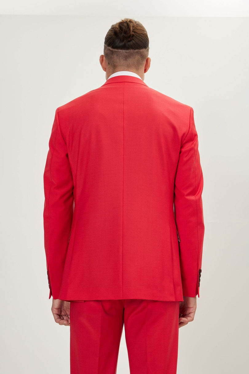 Men's Italian Super 120s Merino Wool Single-Breasted Suit - Valentine Red | Ron Tomson