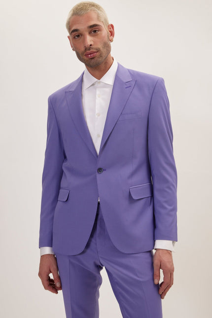 Men's Italian Super 120s Merino Wool Single-Breasted Suit - Violet | Ron Tomson