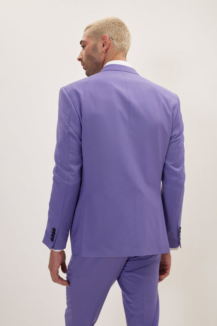 Men's Italian Super 120s Merino Wool Single-Breasted Suit - Violet | Ron Tomson