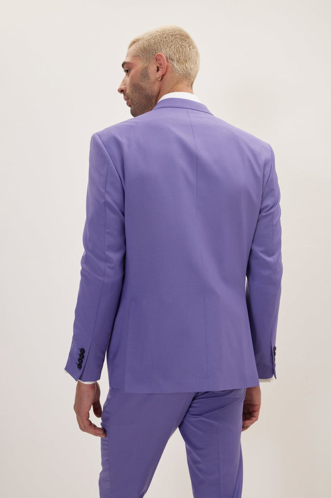 Men's Italian Super 120s Merino Wool Single-Breasted Suit - Violet | Ron Tomson