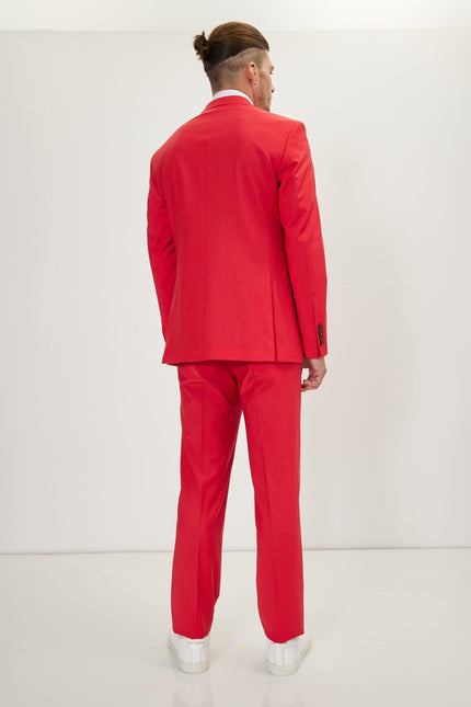 Men's Italian Super 120s Merino Wool Single-Breasted Suit - Valentine Red | Ron Tomson
