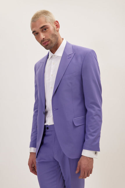 Men's Italian Super 120s Merino Wool Single-Breasted Suit - Violet | Ron Tomson