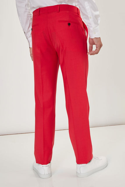Men's Italian Super 120s Merino Wool Single-Breasted Suit - Valentine Red | Ron Tomson