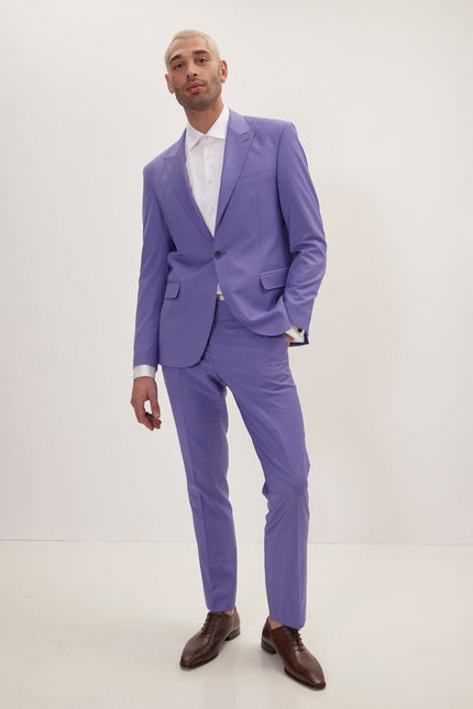 Men's Italian Super 120s Merino Wool Single-Breasted Suit - Violet | Ron Tomson